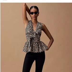 SHIPS TODAY! Maeve Leopard Print Bow Front Peplum Blouse